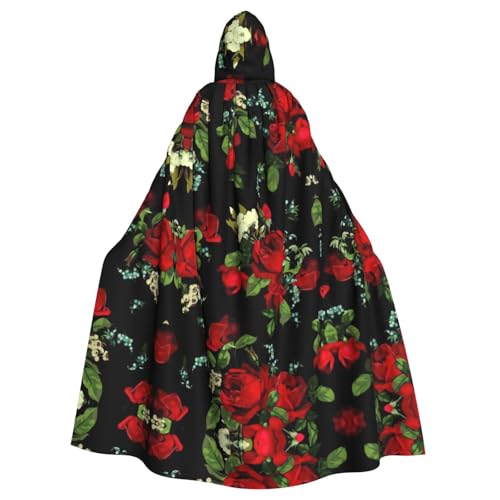 Costume médiéval avec cape à capuche imprimée rose pour fête et carnaval