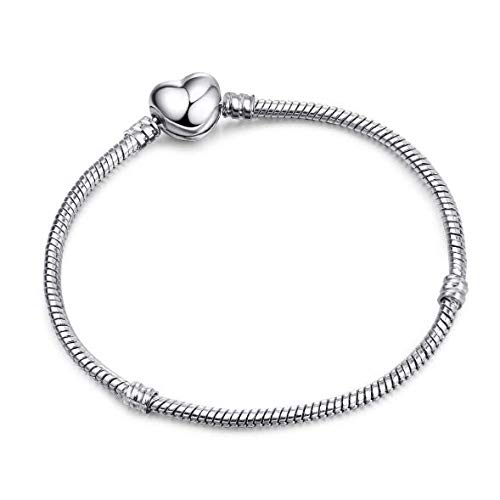 Pulsera de serpiente en forma de coraz¨®n - GOODCHANCEUK Joyer¨ªa Cadena de serpiente Encantos europeos Pulsera cl¨¢sica de serpiente para mujer Secci¨®n base - Joyer¨ªa DIY 7.5" Cover