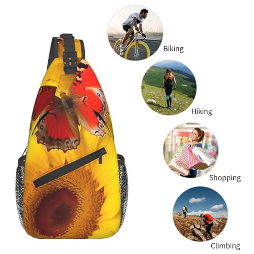 Bolso Cruzado Diagonal Mochila Sling Negra con Mariposas miniatura 6