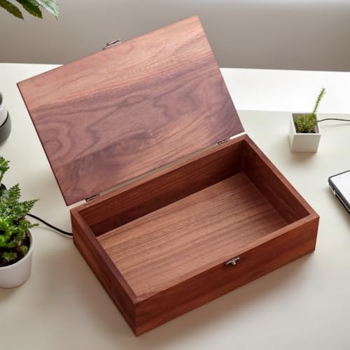 LONMAIX Walnut Wood Storage Box – Handcrafted Organizer for Jewelry, Watches, Keepsakes– 11"x7"x3.1" Multipurpose Storage Box by LONMAIX - Used condition - Image 7