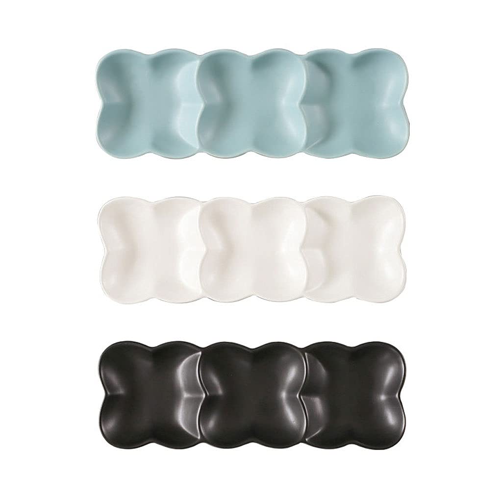 HEXEH Salatteller Sauce Disc Set 3 Fach Sojasauce Teller Aperitif Serving Fach Rechteckige Geteilte Sauce-Gerichte for Sojasauce Ketchup Sushi-Sauce oder Gewürz (3Pack) Plastikteller