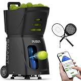 PUSUN PT-Smart Tennis & Padel Ballmaschine | App-Steuerung, 120 km/h, 14,8 kg, 5h Akku, 12 Modi, 6 Spin-Stufen, 28 Punkte, 100+ Bälle, Portabel für Training vom Anfänger bis Profi (schwarz)