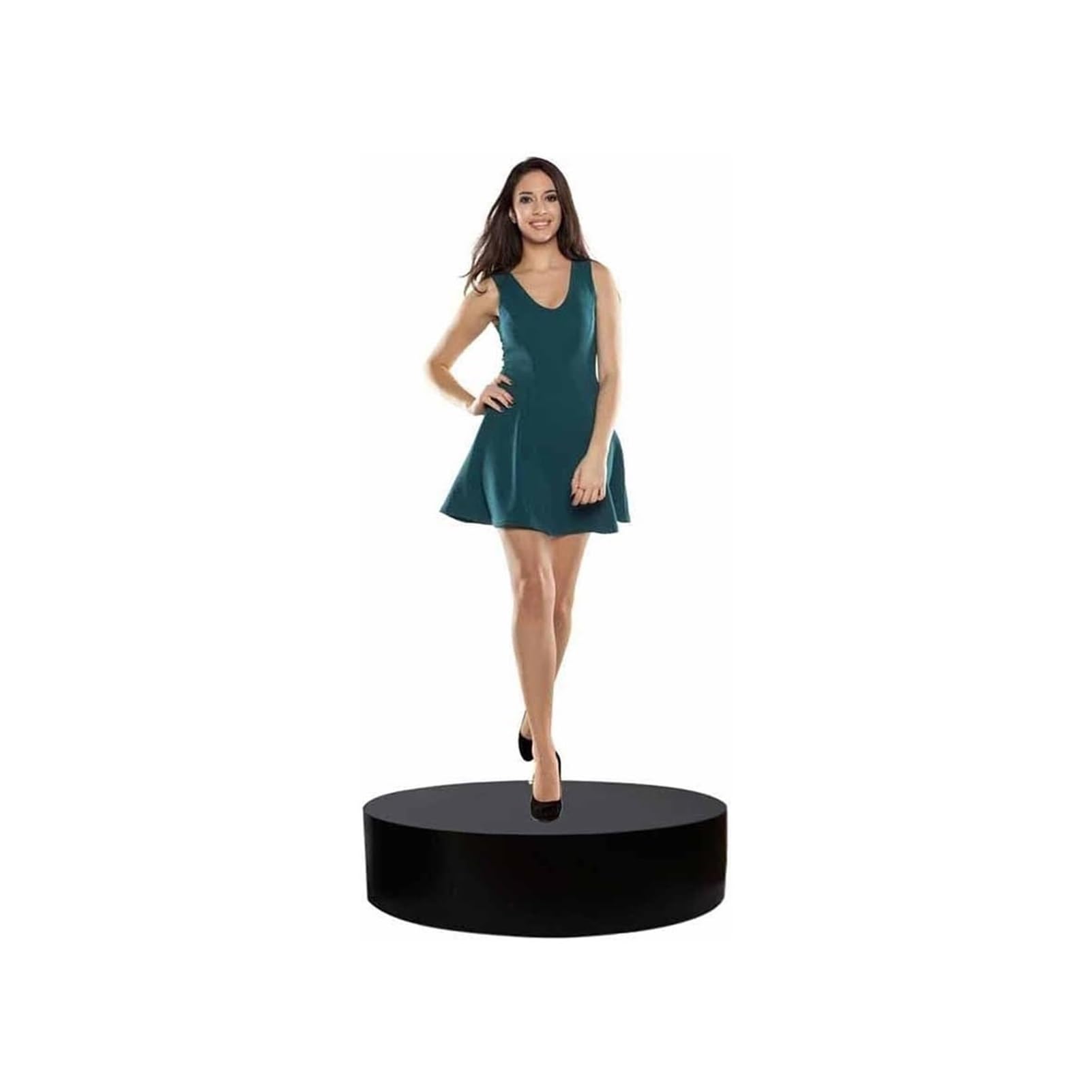 Présentoir rond sur pied noir 30x50 cm pour mannequins et chaussures