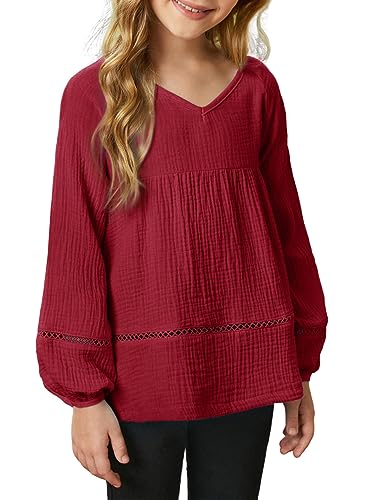 blibean Girls Elegant Boho Long Sleeve Blouse Size 4-13 Years Old