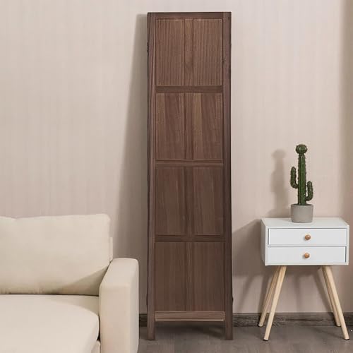 RHF 6 Ft.Tall Room Divider with Stand,19" Each Panel,Rustic Folding Privacy Screens,Heavy Duty Partition Wall Dividers, Room Separator, Temporary Wall, Screen Panel with Feet, 4 Panel, Brown