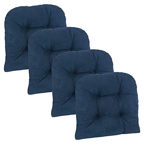 Klear Vu Gripper Twillo Universal Non-Slip Tufted Chair Cushions, 15" x 15", Indigo Blue 4 Pack