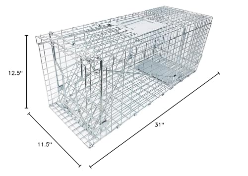 32\" Large Collapsible Humane Live Animal Cage Trap No-Kill Trapping Kit for Humane Catch Release Rabbits, Stray Cat, Squirrel, Raccoon, Skunk, Mole, Other Fit Sized Animals, Heavy Duty, 2-Doors - Thumbnail 3