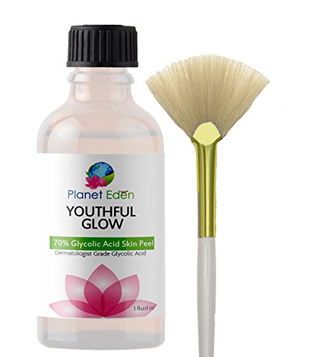 70% Glycolic Acid Chemical Skin Peel Kit with Fan Brush - Correct Sun Damage, Dark Spots, Wrinkles and Hyperpigmentation