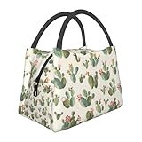 Lonchera de moda aislada para oficina, picnic, campamento, viajes, bonito estampado de cactus