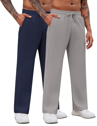 COOFANDY Men's Casual Sweatpants 2 Pack Drawstring Lounge Joggers