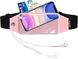 QUANFUN Running Belt for Women Men, Fanny Pack, Belt Bag, Money Belt, Waterproof Workout Waist Pouch Phone Holder with Touchscreen, Gym Running Gift Gear Accessories fits Phones UP to 6.5', Pink