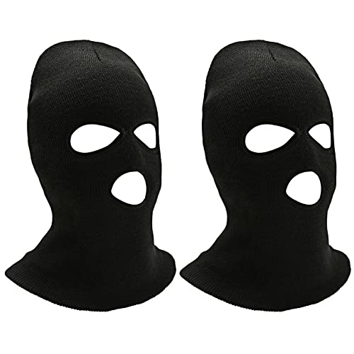 BONGSHAKALAKA Gestrickte Skimaske Gestrickte Winter-Sturmhaube Skimaske Vollgesichtsabdeckung 3-Loch-ski-Gesichtsmaske Schwarz Winter Sturmhaubenmütze Für Radfahren Skifahren Outdoor Sport(2 Stück) Cover