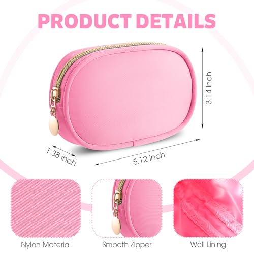 Pinkunn 3 Pcs Small Cosmetic Bag for Purse Nylon Mini Pouch Makeup Bag Preppy Organizer Pouch Small Cosmetic Travel Makeup Nylon Zipper Purse Organizer for Women(Bright Color)2