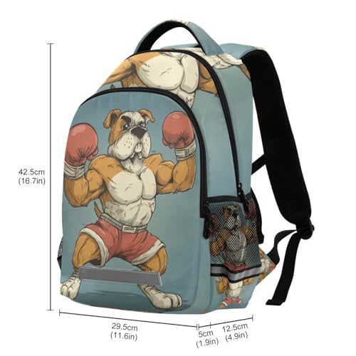Boxing Dog Kid's Elementary Middle School Backpack for Son Daughter, Age 6-12 Back to School Backpack Bookbag Schoolbag for Boys Girls3