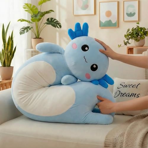 Kekeso Langes Axolotl Salamander-Plüschkissen, weiches Axolotl-Plüschtier für Jungen und Mädchen, Geschenke zu Weihnachten(Blau, 65cm)