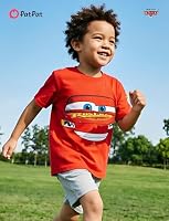 Disney Pixar Cars T-Shirt Kids Red Tee Shirt Boys Lightning McQueen Girls Short Sleeve Tops Comfort Undershirt Children Summer Holiday Hawaiian Jersey Movie Theme Party Graphic Apparel 4-5 Years — image 2