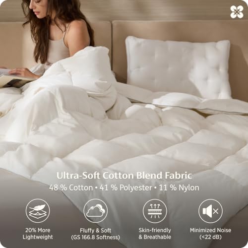 Image of Bedsure PureWoven Feather Down Comforter Queen Size, All Season Duvet