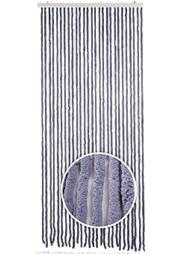 Kobolo Flauschvorhang Seilvorhang Türvorhang Chenille -grau- 27 Stränge -...