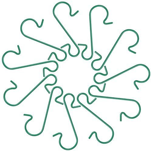 300 pcs Mini Christmas Ornaments Hooks, Metal Wire S-Shaped Hangers for Xmas Tree Party Balls Decoration Green