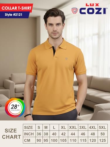 Image of Lux Cozi Men's Cotton Solid Polo Tshirt | Collar Tshirts | Half Sleeves | Stylish & Premium All Day Wear | Pack of 1