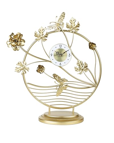 Image of Table Clock,Desk Clocks,Metal Clock,Classic Mantel Clock,for Living Room,Office,Kitchen, Bedside (PK-09)