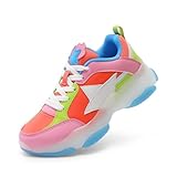 DREAM PAIRS Girls Sneakers Lace up Sparkle StarShimmer Jelly Sole Colorful Walking Shoes Kids for School Daily Sports,Size 13 Little Kid,Rainbow,SDFS2421K
