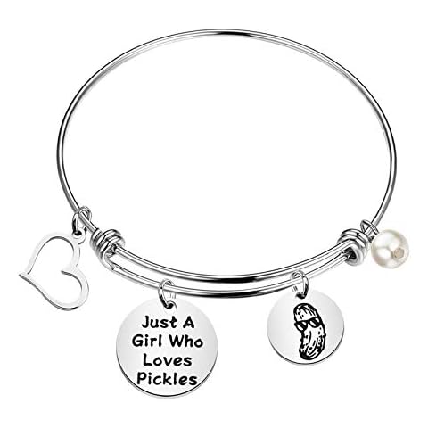 FAADBUK Funny Pickle Bracelet Vegetables Lover Gift Just A Girl Who Loves Pickles Jewelry Bracelet Pickles Lover Gift Pickles Jewelry Cover