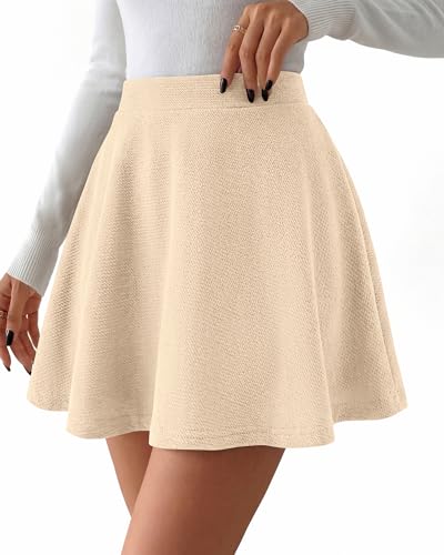 BTFBM Mini Skirts for Women Trendy Flared Basic Versatile Skorts Skater Tennis Fall Skirt with Shorts Underneath 2026(Apricot, X-Large) — view 6