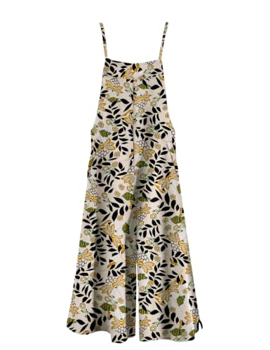 Image of YESNO Women Casual Loose Long Bib Pants Wide Leg Jumpsuits Baggy Cotton Rompers Overalls with Pockets PZZTYP2