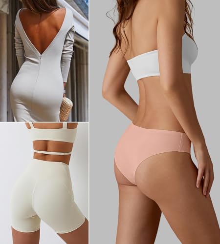 Image of SHARICCA Women Seamless Cheeky Bikini No Show Panties Ladies Invisible Breathable Briefs Soft Stretch Underwear Multi Pack