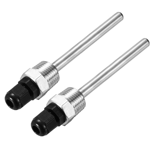 uxcell 2 Pcs 8mm Dia G1/2 Thermowell Weldless Stainless Steel 304 with Cable Gland 100mm Length for Beer Fermenter,Black