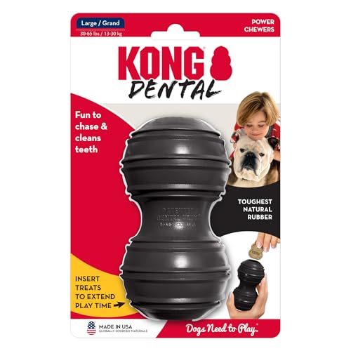 KONG Extreme Dental Hundespielzeug - Kauspielzeug aus Naturkautschuk für die Zahnpflege - Reinigt Zähne und Zahnfleisch - Für große Hunde