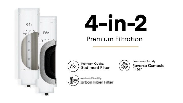 Image of Brio AQUUS TROE800COL Reverse Osmosis Water Filtration System, 4-Stage Tankless RO Water Filter System for Under Sink, 800 GPD, 2:1 Pure to Drain, Reduces TDS, Smart Faucet, USA Support, Black /Silver