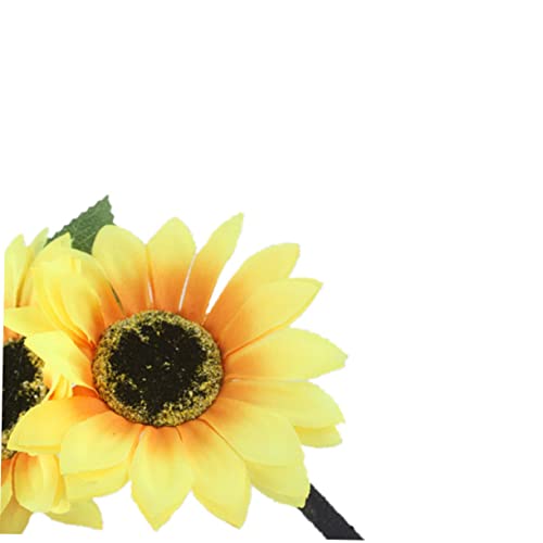 FRCOLOR Wedding Flower Crown Flower Headband Tropical Party Supplies Photo Headpiece Hawaiian Party Headband Sunflower Headband Headwear Yellow Headpiece - Image 3