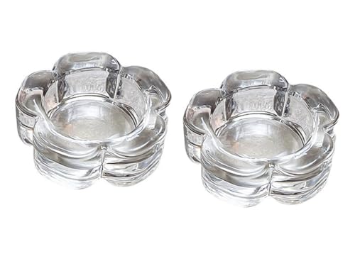 DDRAUY 2 Pcsc Glass Tealight Candle Holder Glass Votive Candle Holder Chunky Glass Candle Holder for Wedding Party and Home Decor, Clear