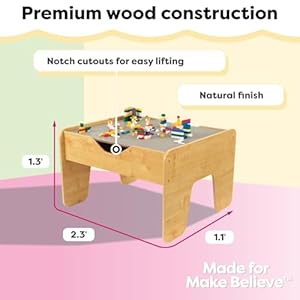 KidKraft Reversible Wooden Activity Table with Board with 195 Building Bricks – Gray & Natural, Gift for Ages 3+ KidKraft Reversible Wooden Activity Table with Board with 195 Building Bricks–Gray Natural Gift for Ages 3
