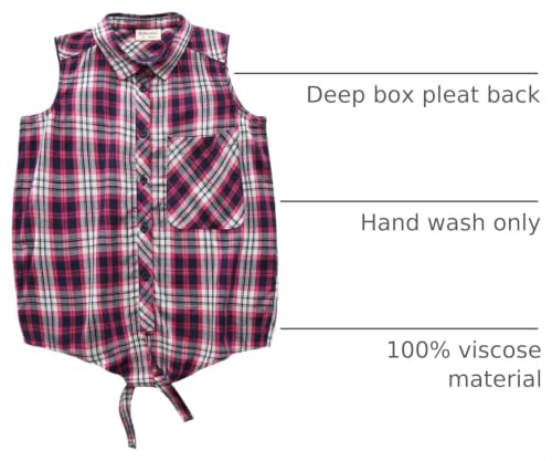 Image of Little Big Girls Sleeveless Woven Plaid Button Down Shirts with Collar Red Black Navy Color