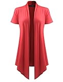 Women's Open Front Short Sleeve Cardigan Coral XX-Large