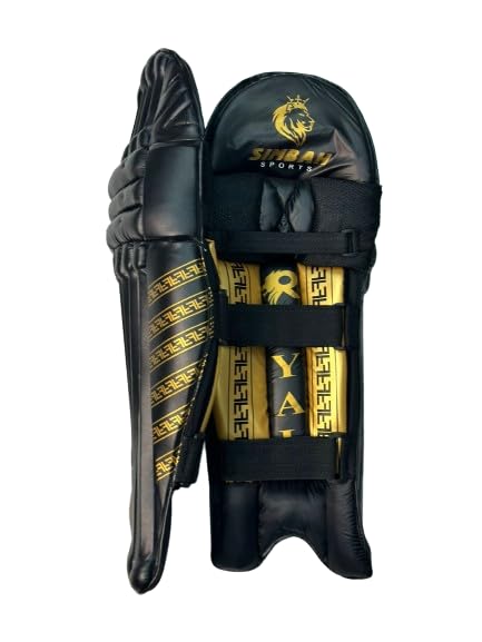 SIMBAH Sports Cricket Batting Pads, Black and Gold, Adult Size