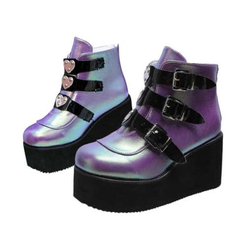 Didiseaon Botas Cortas Mujer Tacón Grueso Antideslizantes Estilo Retro PU Cómodas para Estaciones