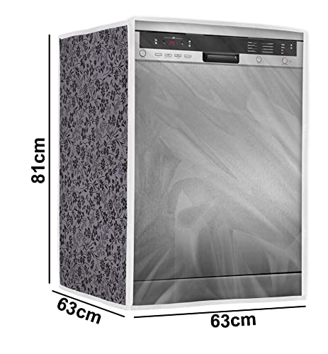 Image of Classic Dishwasher Cover Suitable for LG of 12, 13, 14 and 15 Place Setting (63cmsX63cmsX81cms, Black & Grey)
