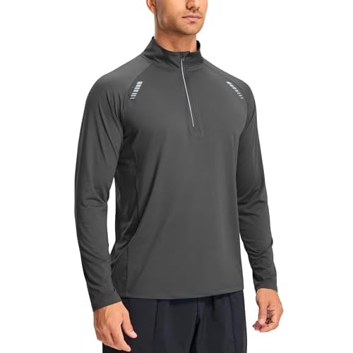 Libin Men’s Running Shirts Long Sleeve Quarter Zip Pullover Workout Athletic Shirts Casual Lightweight Stretch UPF 50+