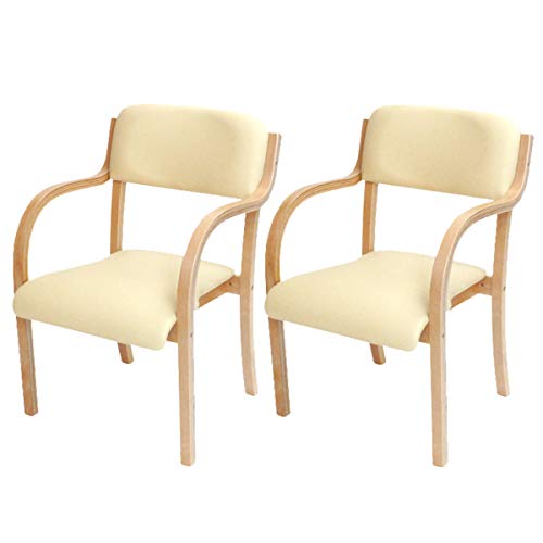 【法人専用】LOOKIT ダイニングチェア 2脚セット 完成品 介護椅子 スタッキング 肘掛け アイボリー×ナチュラル