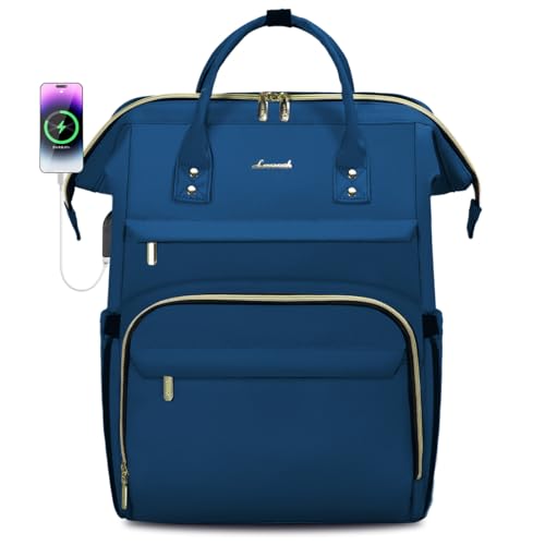LOVEVOOK Laptop Backpack for Women,17 Inch Professional Womens Travel Backpack Purse Computer Laptop Bag Nurse Teacher Backpack,Waterproof College Work Bags Carry on Back Pack with USB Port,Royal Blue