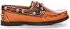 JUSTINREESS Bay Men's Exposed Stitch Deck Boat Leather Shoes (Tan Brown, UK 9) #1