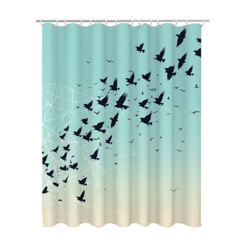 Rideau de douche 240x200 sarcelle en tissu polyester imperméable