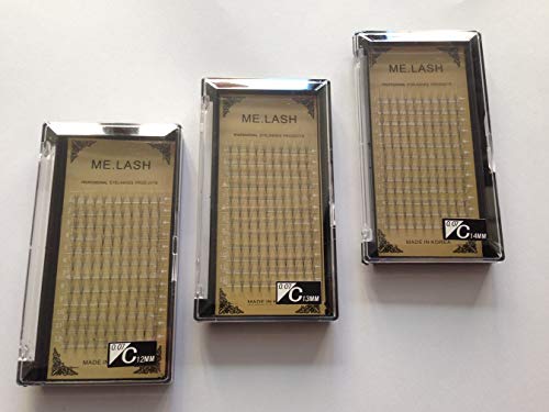 ME.LASH 3 Trays/lot 5D Grafting False EyeLash Extensions Natural Style 0.07mm Thickness Clusters Makeup C Curl Volume 3D Individual Eyelashes Pre Made Fans (12mm+13mm+14mm)