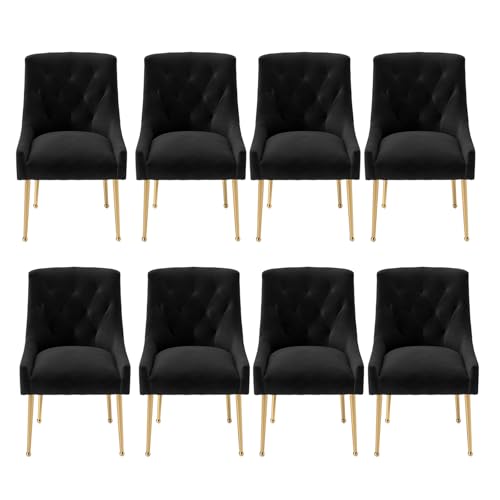 Dining Chairs Velvet Set of 8, Gold Leg Side Chair Vanity Chair Mid Century Dining Room Chair Modern Accent Chairs for Living Room, Dining Room, Kitchen