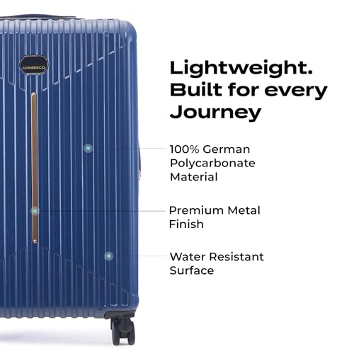 Image of Midnight Voyager Check-in Large 76cm | Trolley Bag Hard Case Polycarbonate, 4 Wheels 360 Degree Wheeling System Luggage, Suitcase for Travel, with Front Laptop Access (Storm Blue)