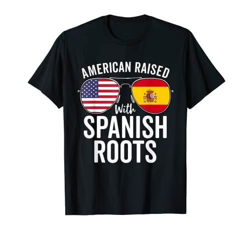 American Raised With Spanish Roots USA Spain Flag T-Shirt